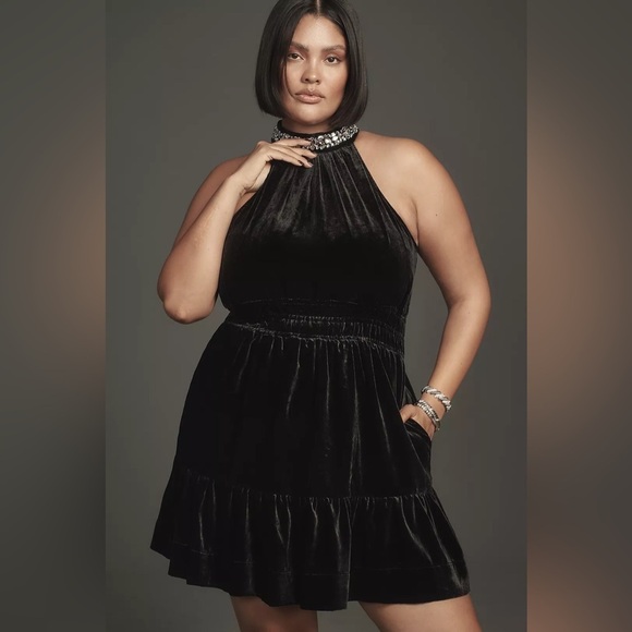 Anthropologie Dresses & Skirts - NWT! Anthropologie The Somerset Mini Dress: Velvet Halter Edition - multiple🎶